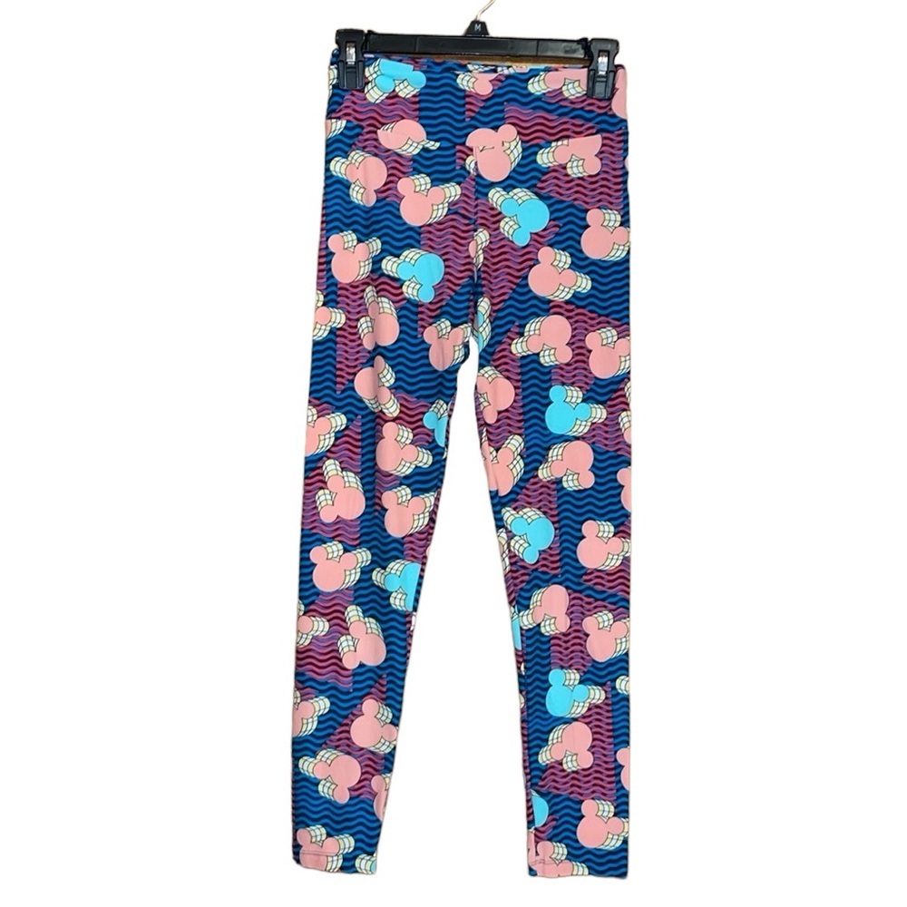 •LULAROE•90S RETRO PRINTED MICKEY MOUSE COLORFUL LEGGINGS SIZE OS EUC